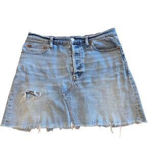 Gap Denim Crossover Cutoff Women's Jean Mini Skirt Distressed Frayed Hem 8